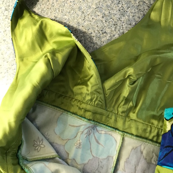 Gorgeous Ombre Turquoise, Blue And Green Floral Halter Dress - Picture 12 of 14